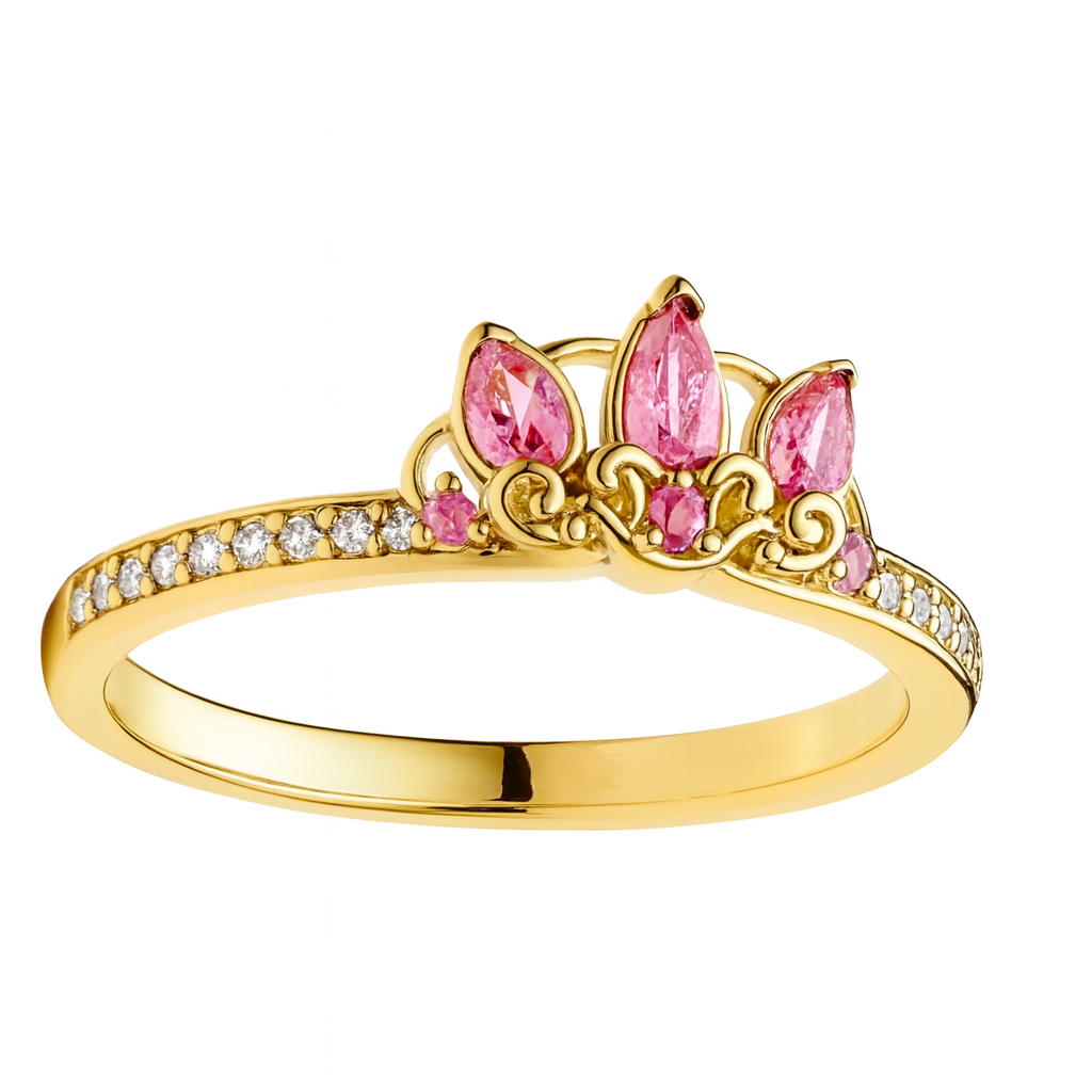 Princess in Pink Tiara Gold Ring