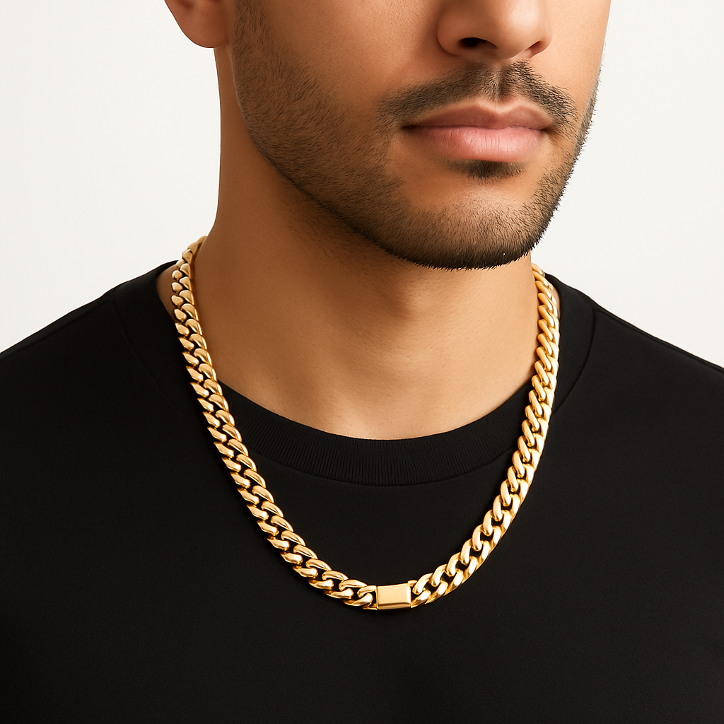 Gold Cuban Link Chain for Men in Gold