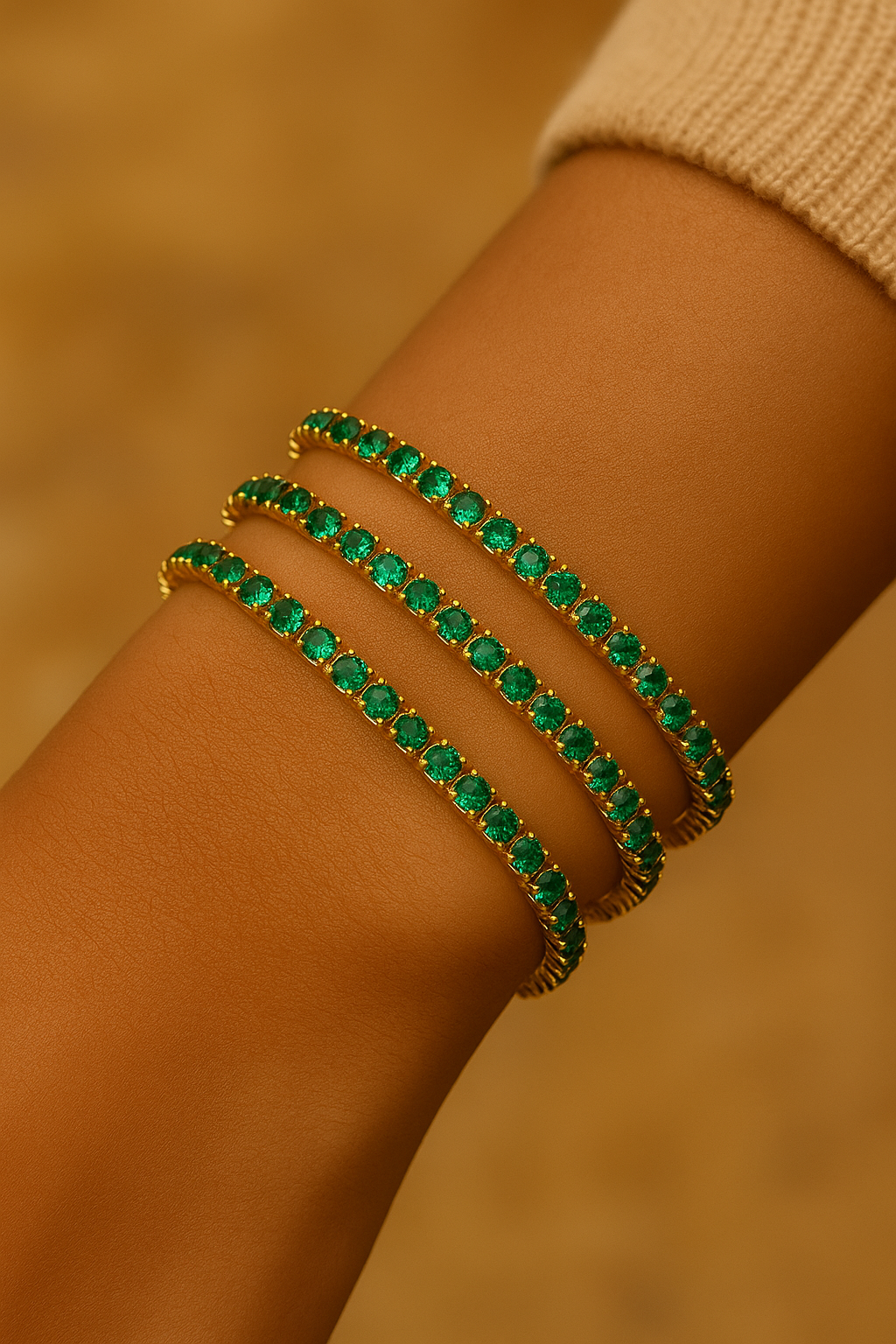 Emerald Tennis Bracelet in Gold