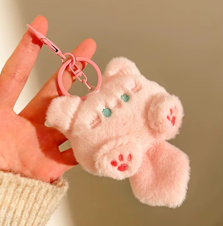 Plush Pink Cat Keychain