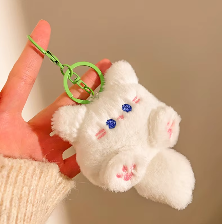 Plush White Cat Keychain