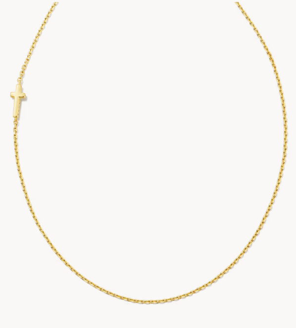 Cross Inline Necklace in 18k Gold