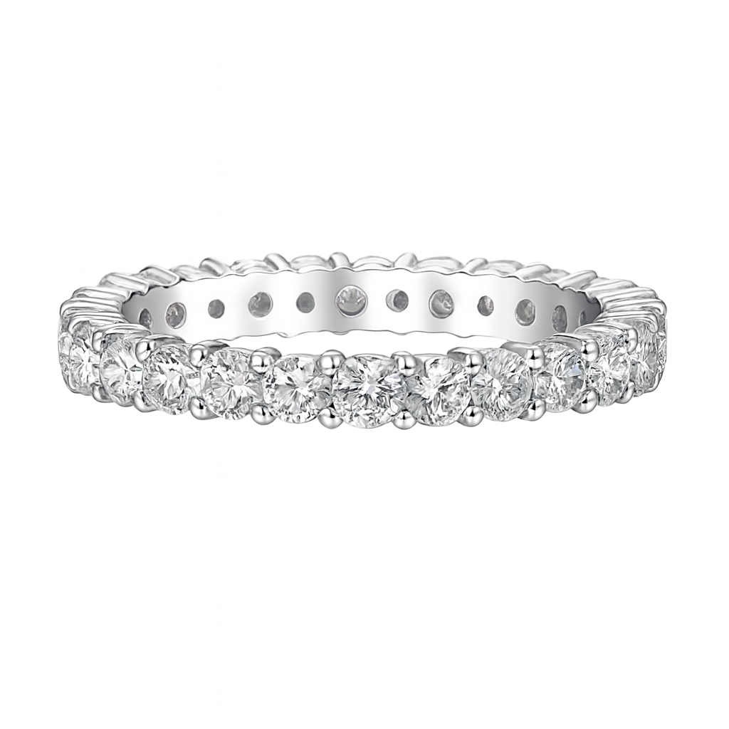 Malibu Silver Crystal Band Ring in CZ