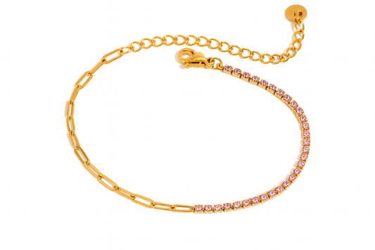 Pink Tennis Bracelet in Gold