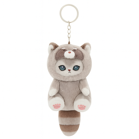 Raccoon Cat Plush Keychain