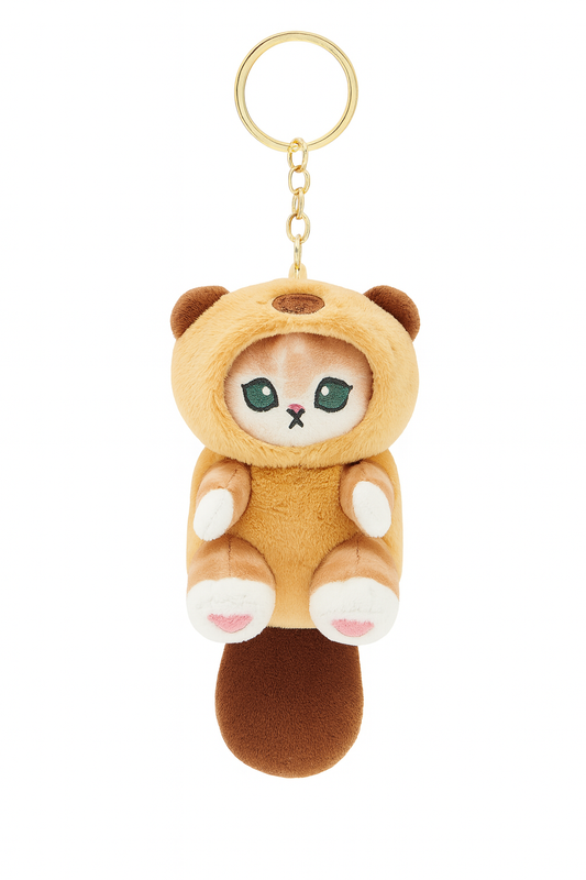 Beaver Cat Plush Keychain