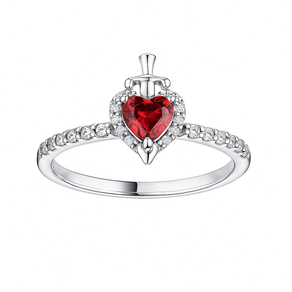 Poisoned Heart Silver Sword Ring