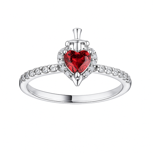 Poisoned Heart Silver Sword Ring