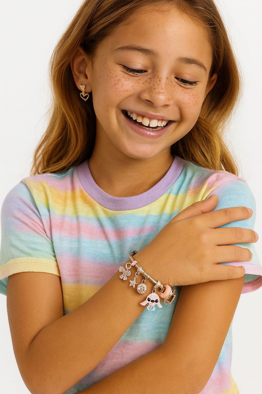 Limited Edition- Pink Stitch - Silver Charm Bracelet