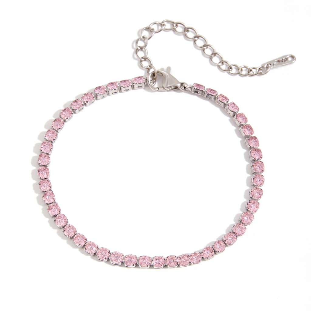 Pink Tennis Bracelet in Silver