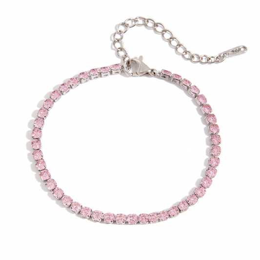 Pink Tennis Bracelet in Silver
