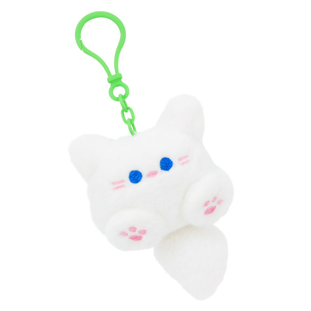 Plush White Cat Keychain