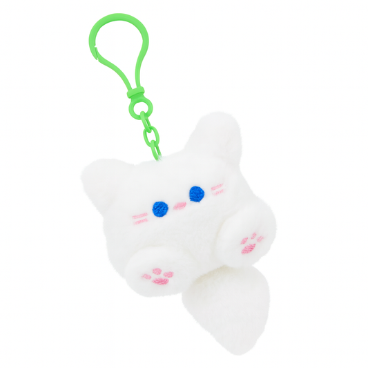 Plush White Cat Keychain