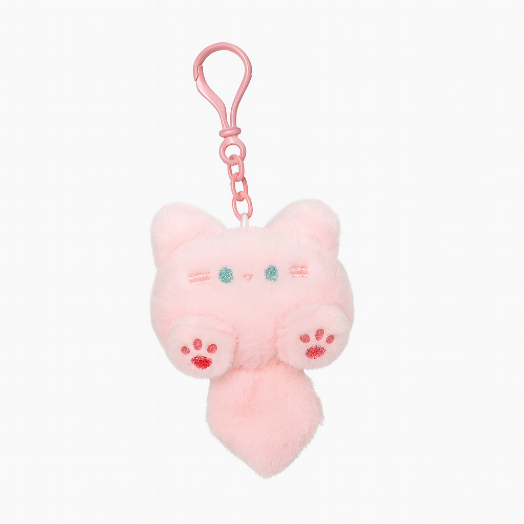 Plush Pink Cat Keychain