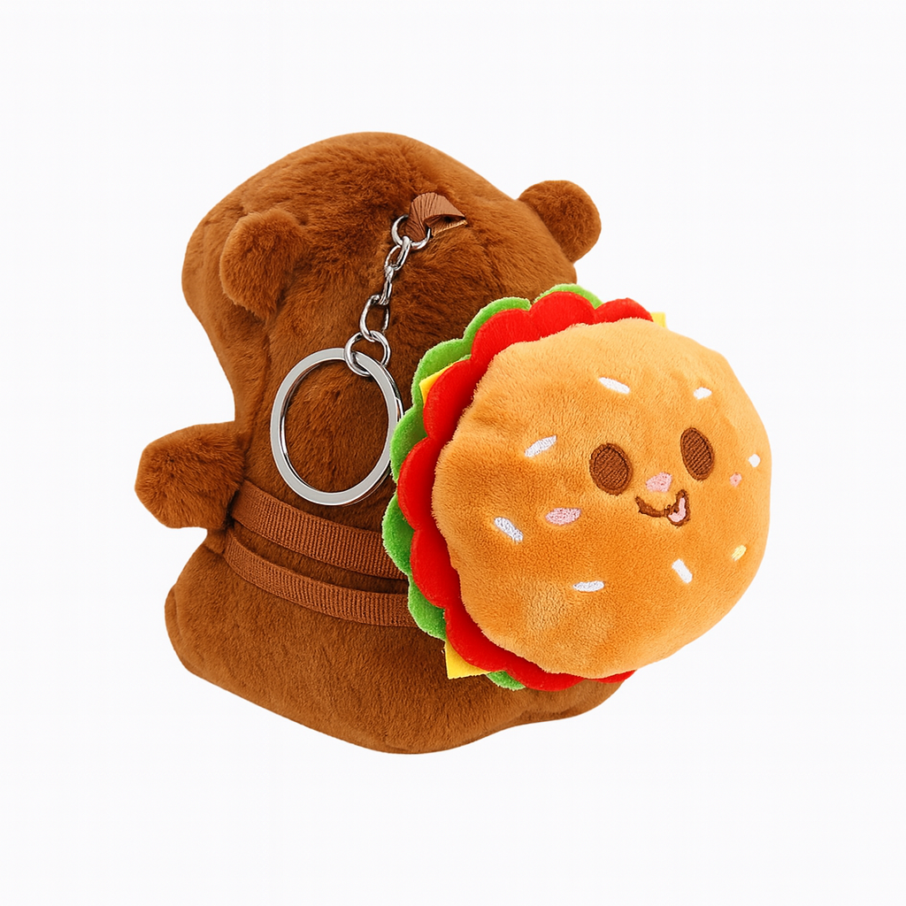 Capybara Plush Keychain – Burger