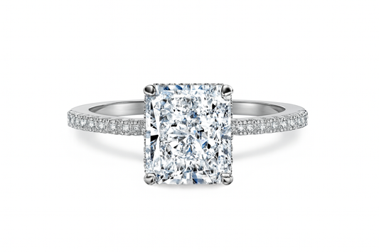 Crystal Radiant Halo Ring in Sterling Silver