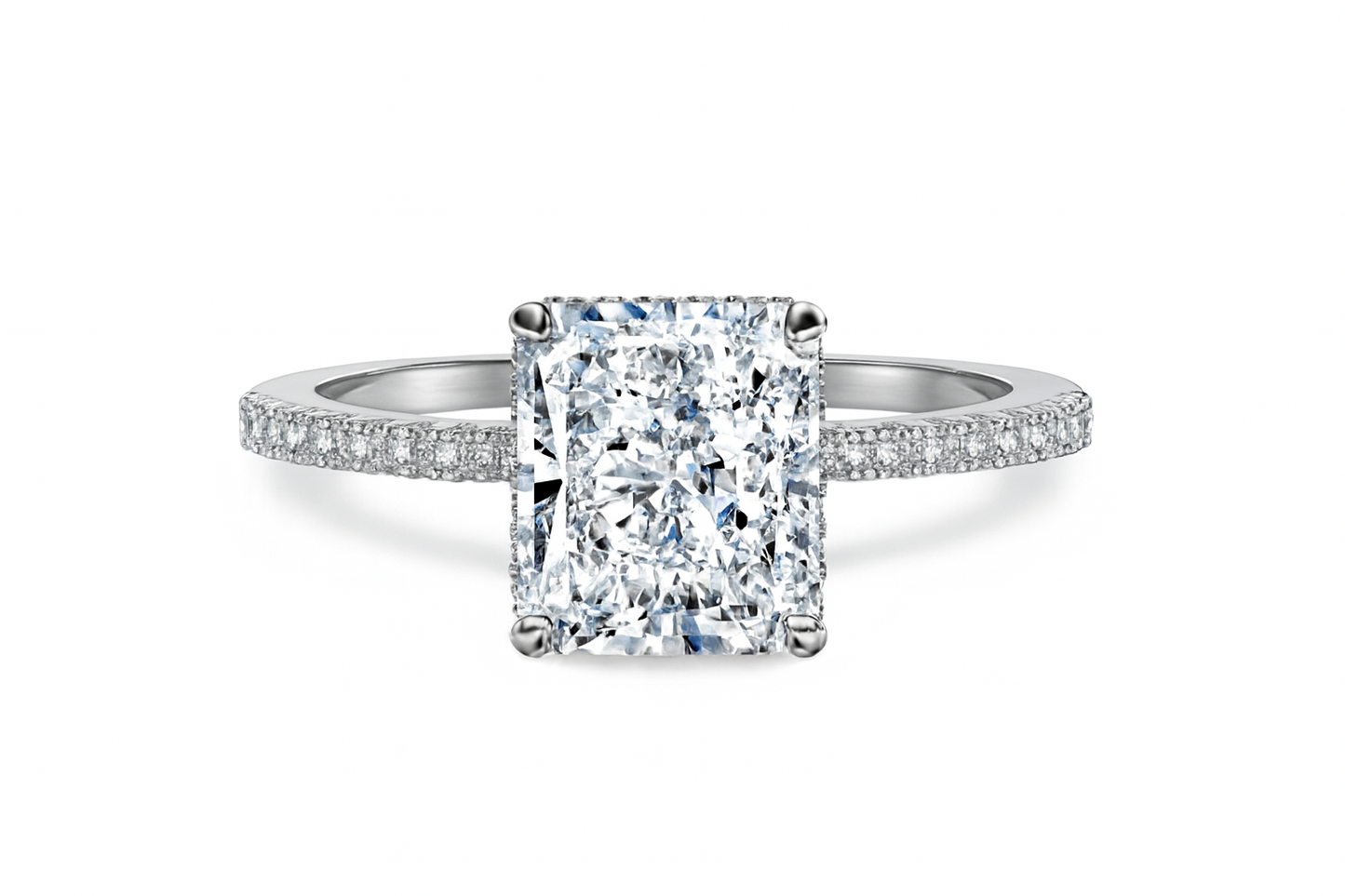 Crystal Radiant Halo Ring in Sterling Silver