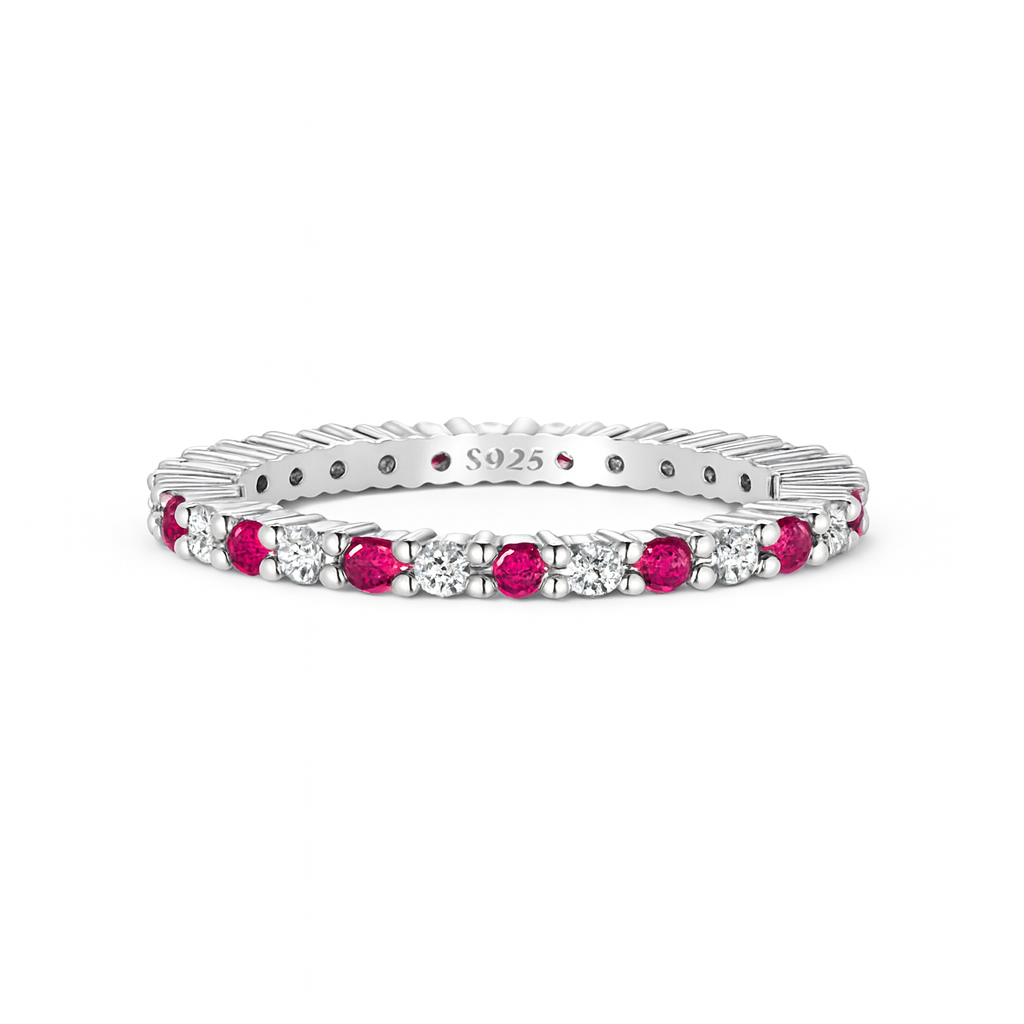 Ruby Eternity Ring in Sterling Silver