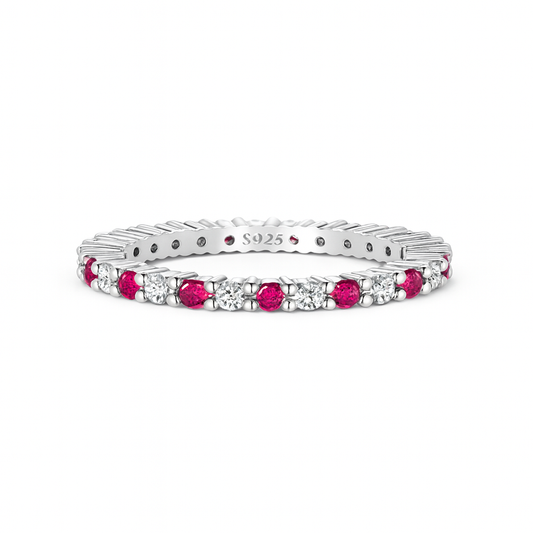 Ruby Eternity Ring in Sterling Silver