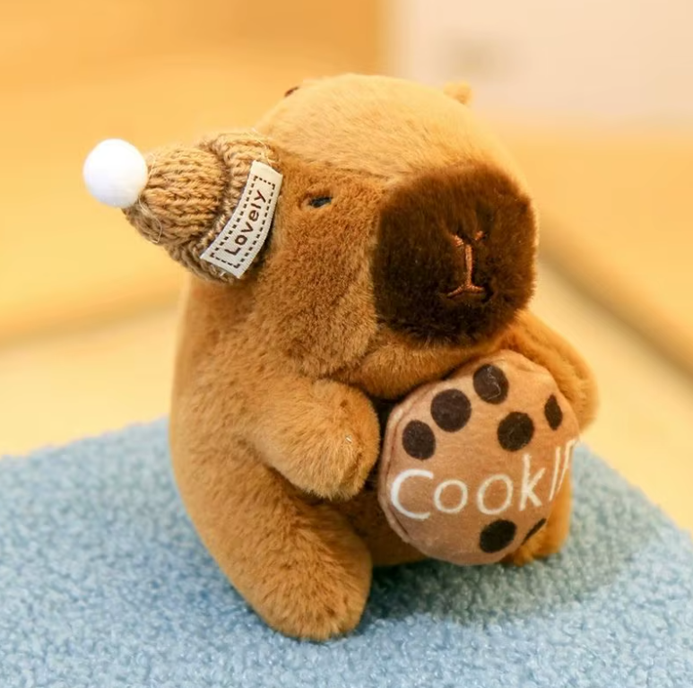 Plush Capybara with Cookie - Keychain