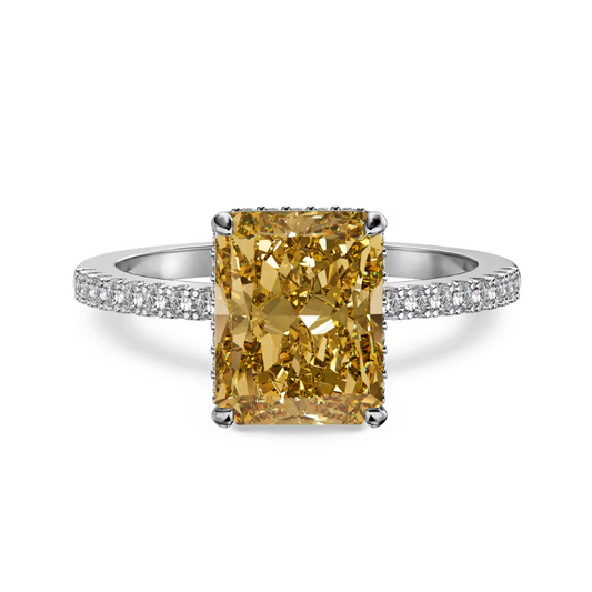 Champagne Radiant Halo Ring in Sterling Silver