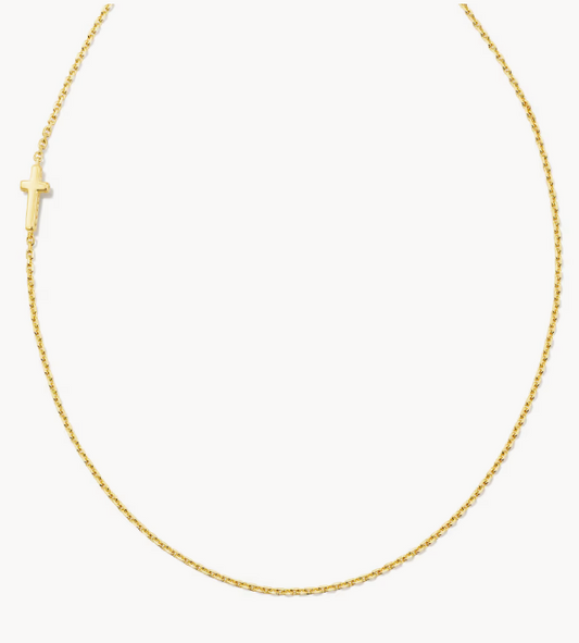 Cross Inline Necklace in 18k Gold