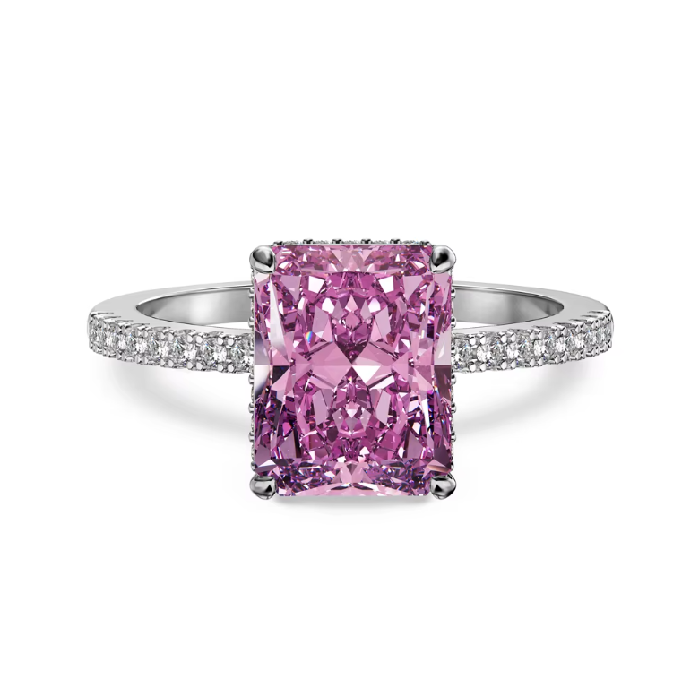 Champagne Radiant Halo Ring in Sterling Silver