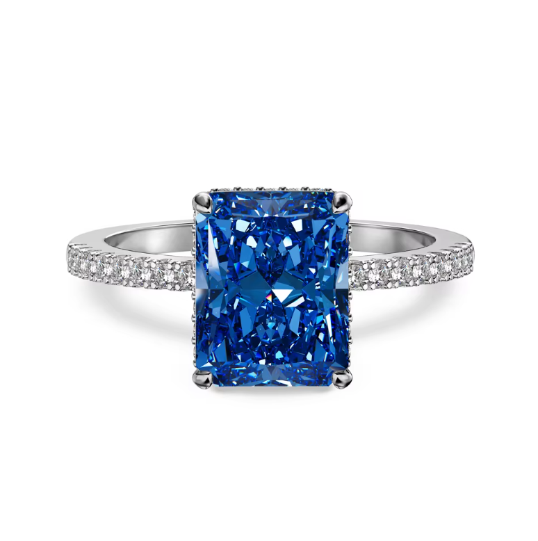 Champagne Radiant Halo Ring in Sterling Silver