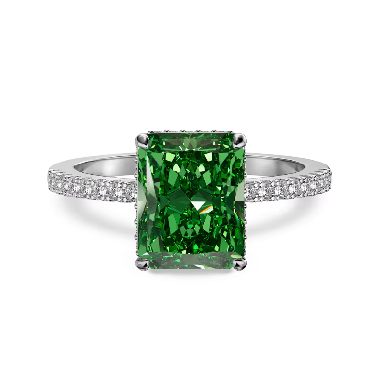 Champagne Radiant Halo Ring in Sterling Silver