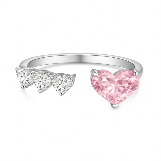 Heart Trio Ring in Sterling Silver